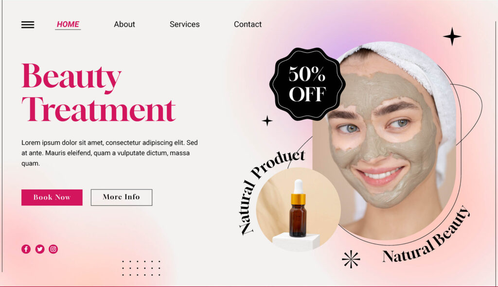 beauty treatment website interface