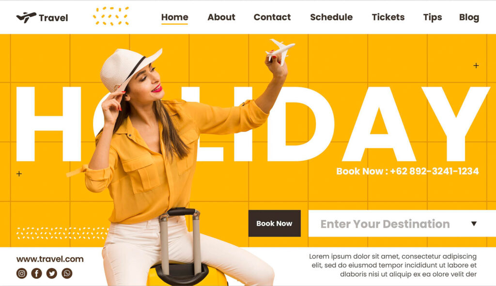 holiday website interface