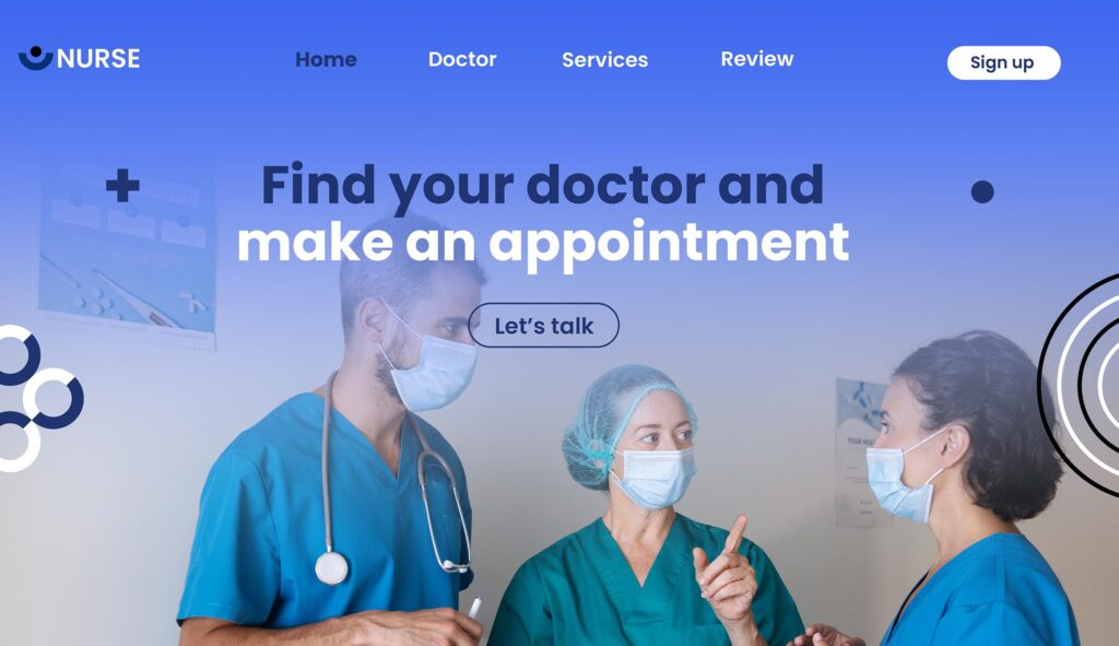 find doctor website interface