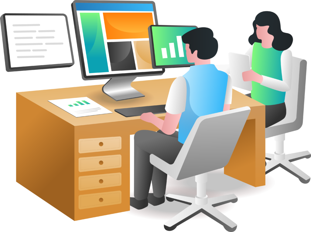man working on work station
